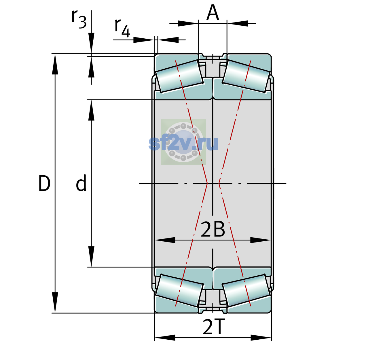Схема подшипника 32048-X-XL-DF-A450-500