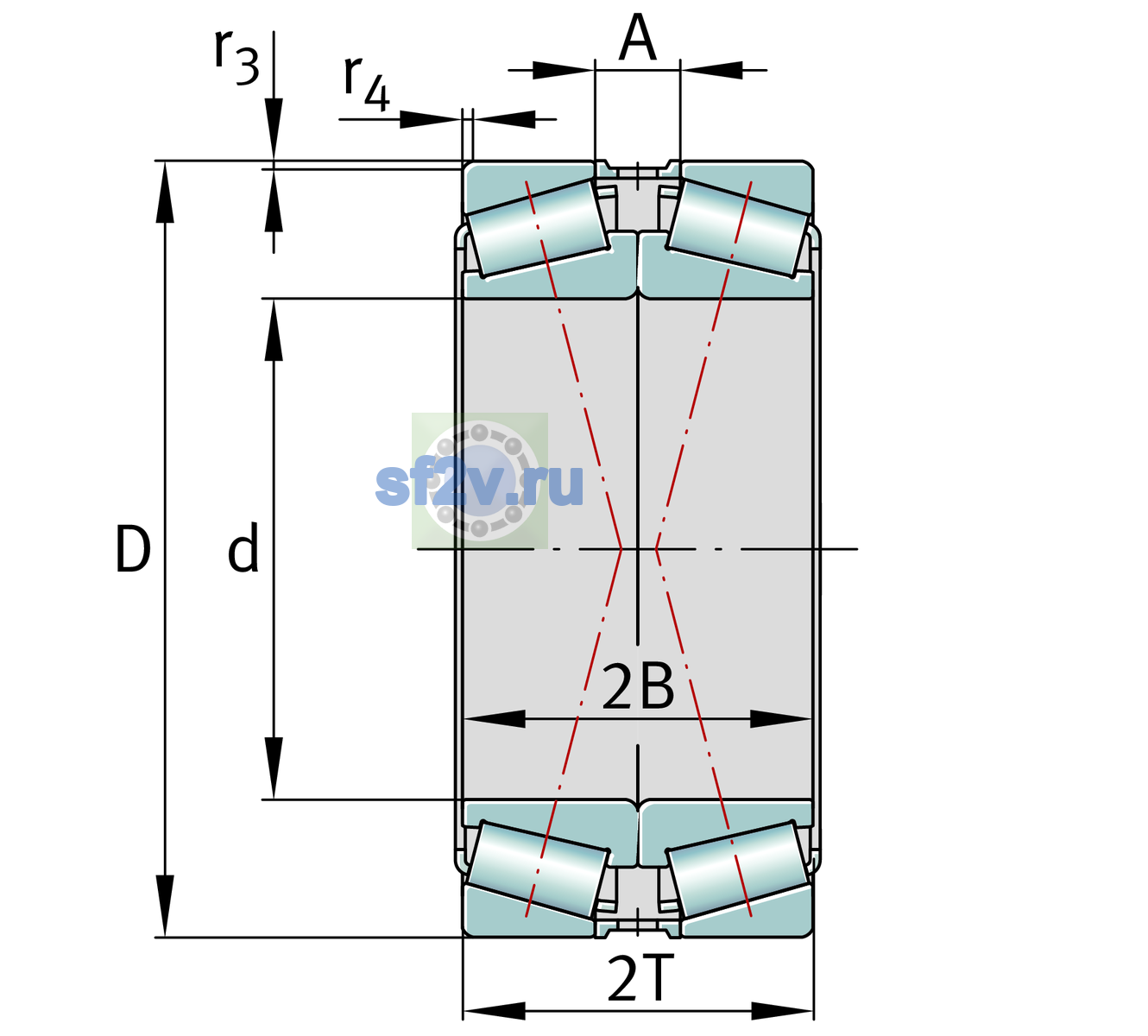 Схема подшипника 32048-X-XL-DF-A470-520