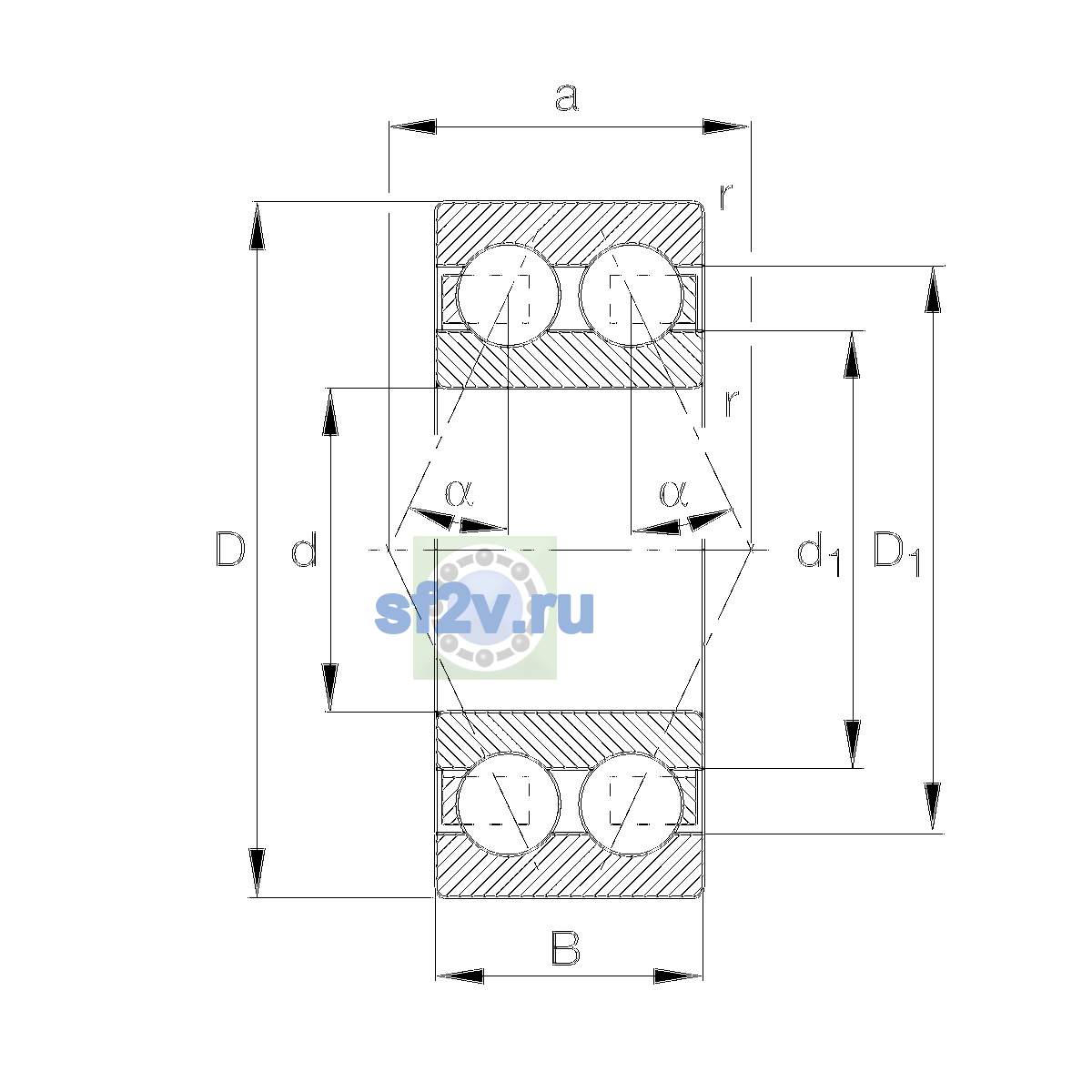 Схема подшипника 3205-BD-XL-TVH