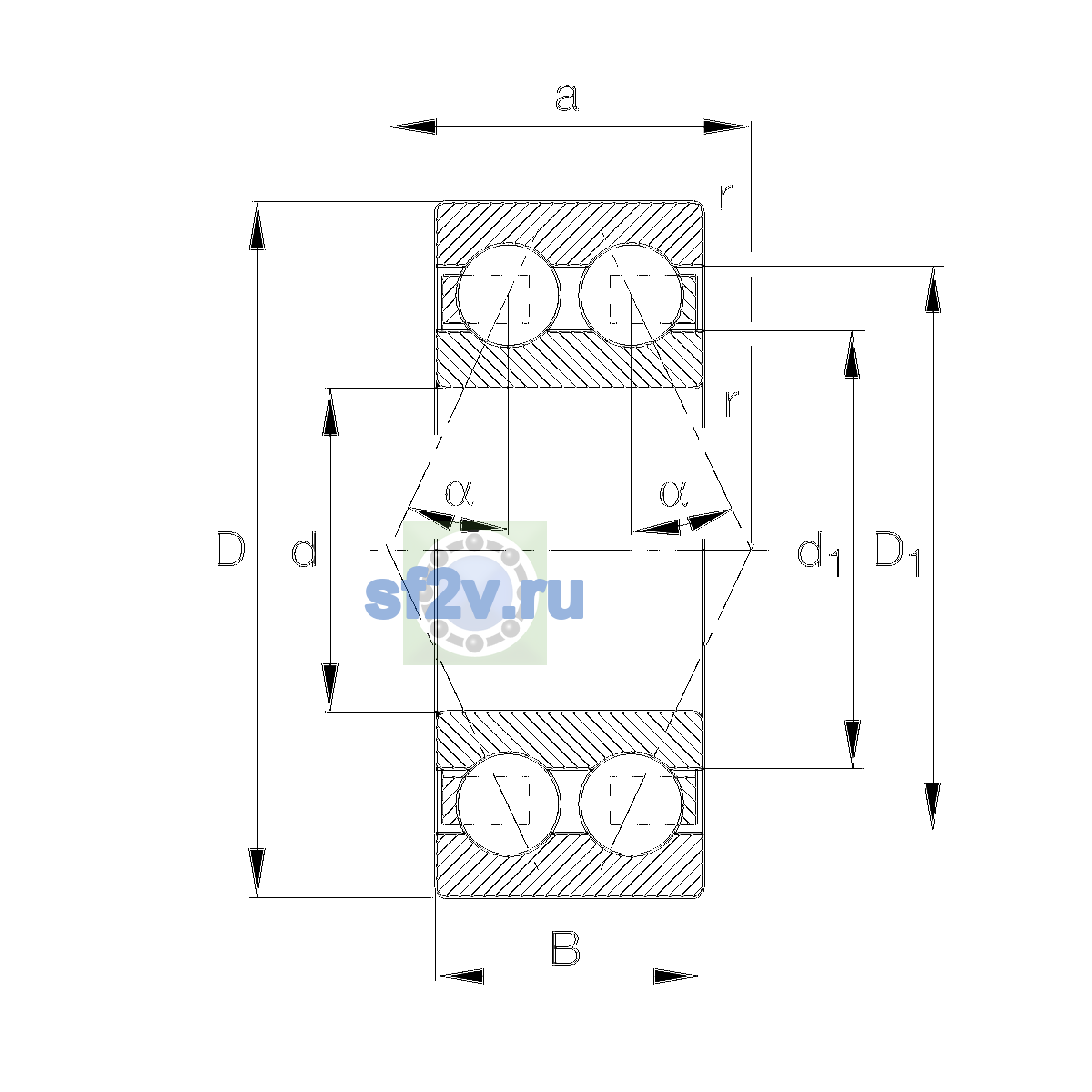 Схема подшипника 3206-BD-XL-TVH