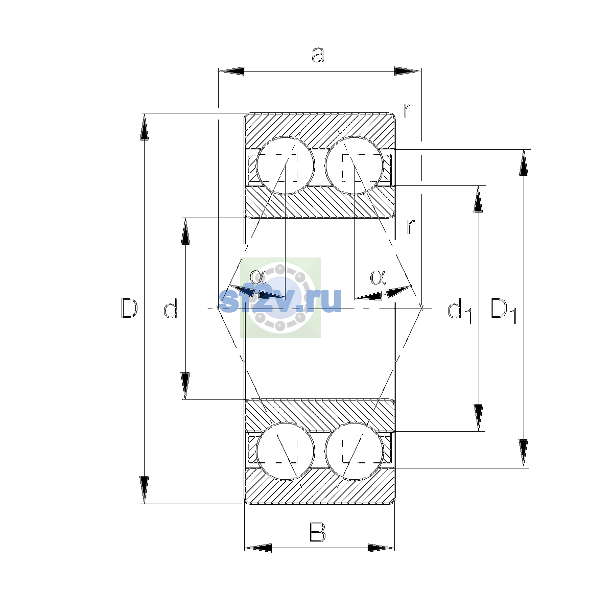 Схема подшипника 3206-BD-XL-TVH-C3