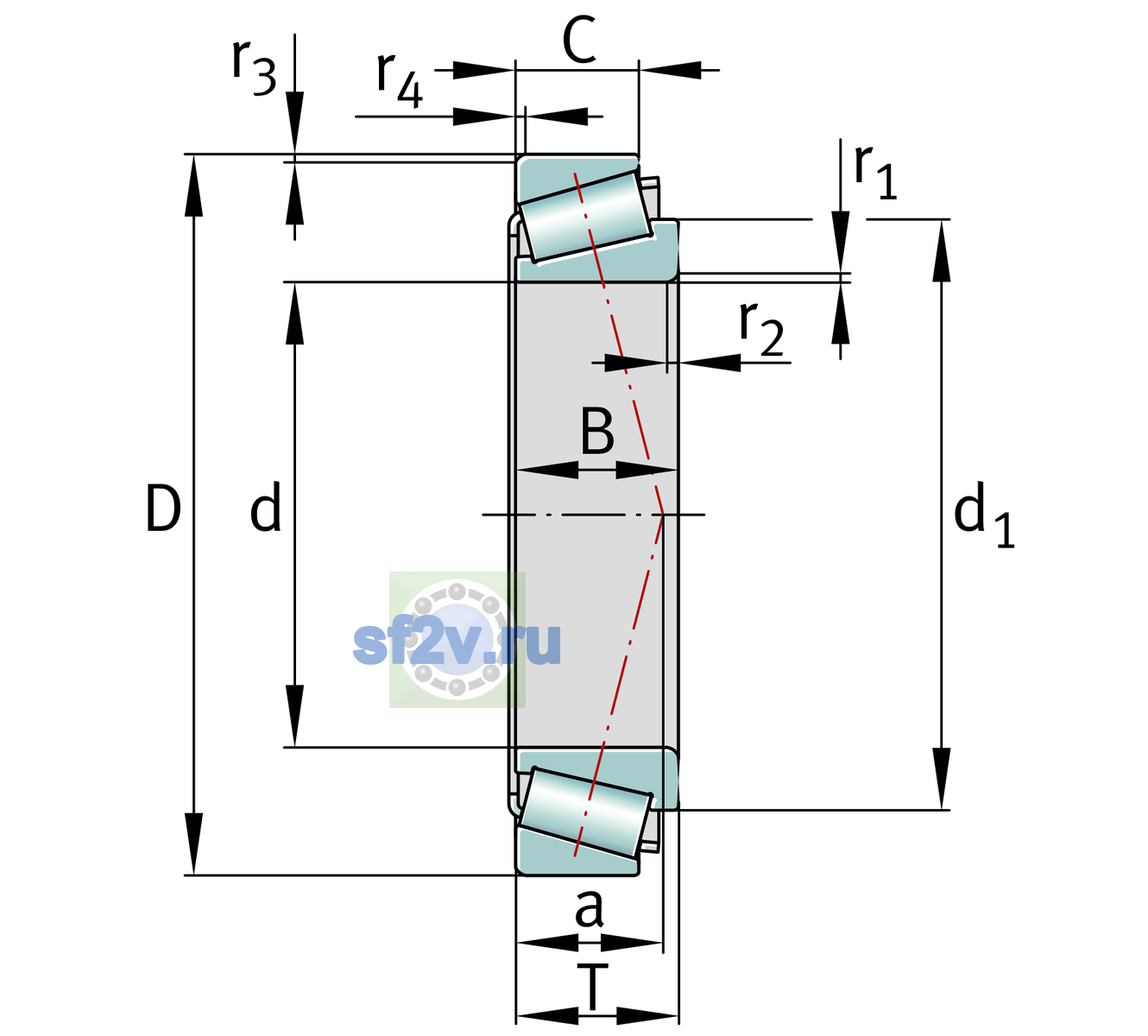 Схема подшипника 32060-X-XL-J30PC