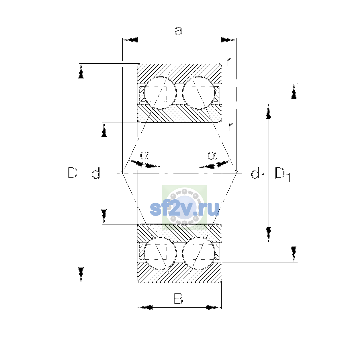 Схема подшипника 3209-BD-XL-TVH