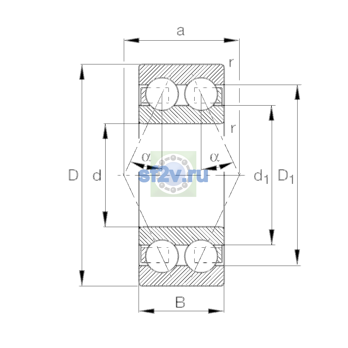 Схема подшипника 3209-BD-XL-TVH-C2