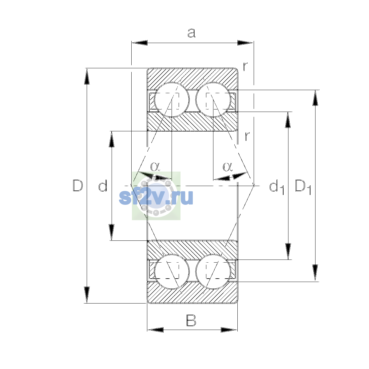 Схема подшипника 3209-BD-XL-TVH-C3