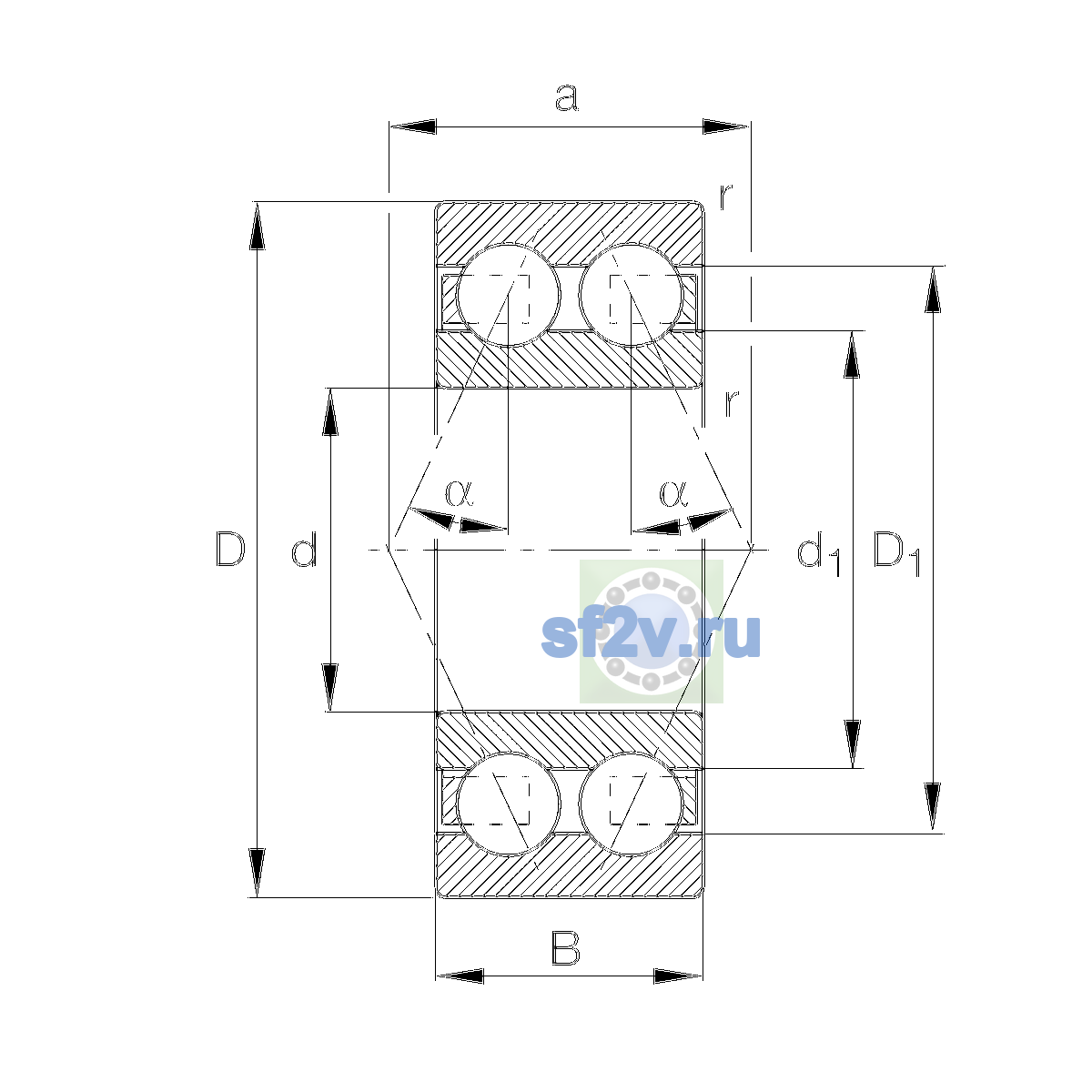 Схема подшипника 3209-BD-XL-TVH-L285