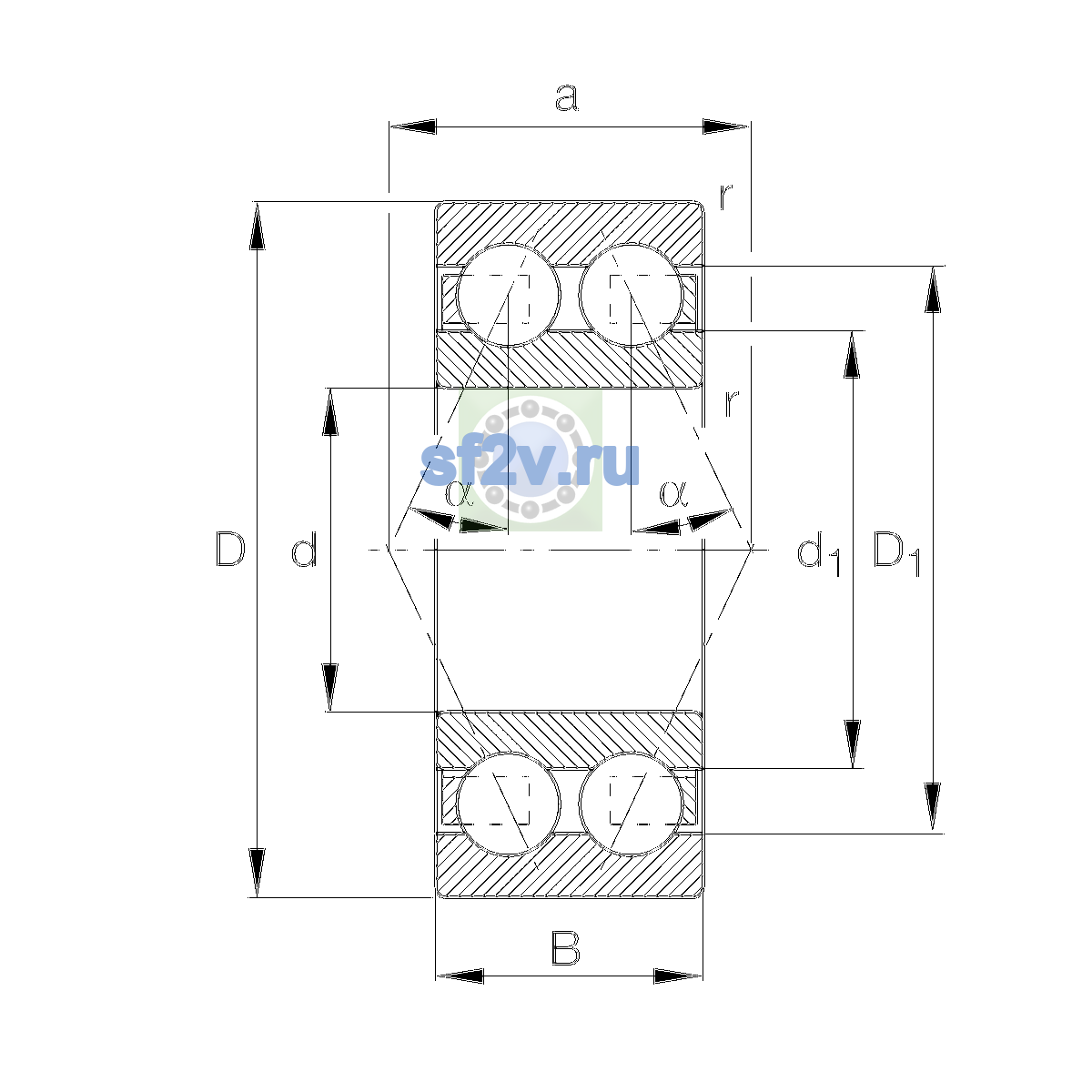 Схема подшипника 3209-BD-XL-TVH-L285-C3