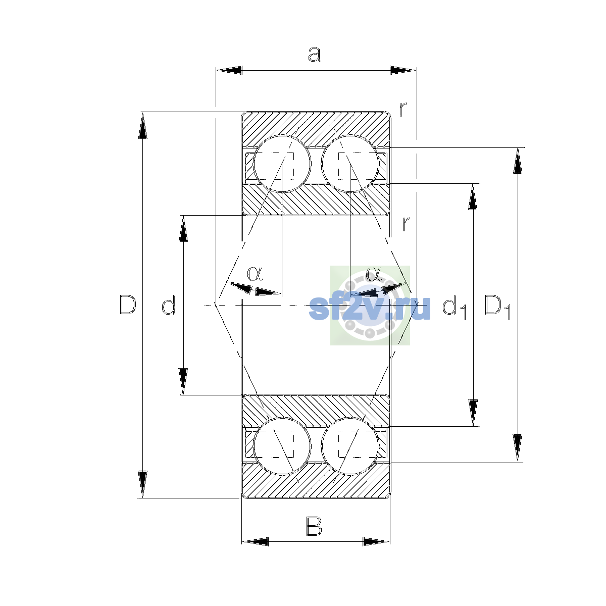 Схема подшипника 3210-BD-XL-TVH-C2