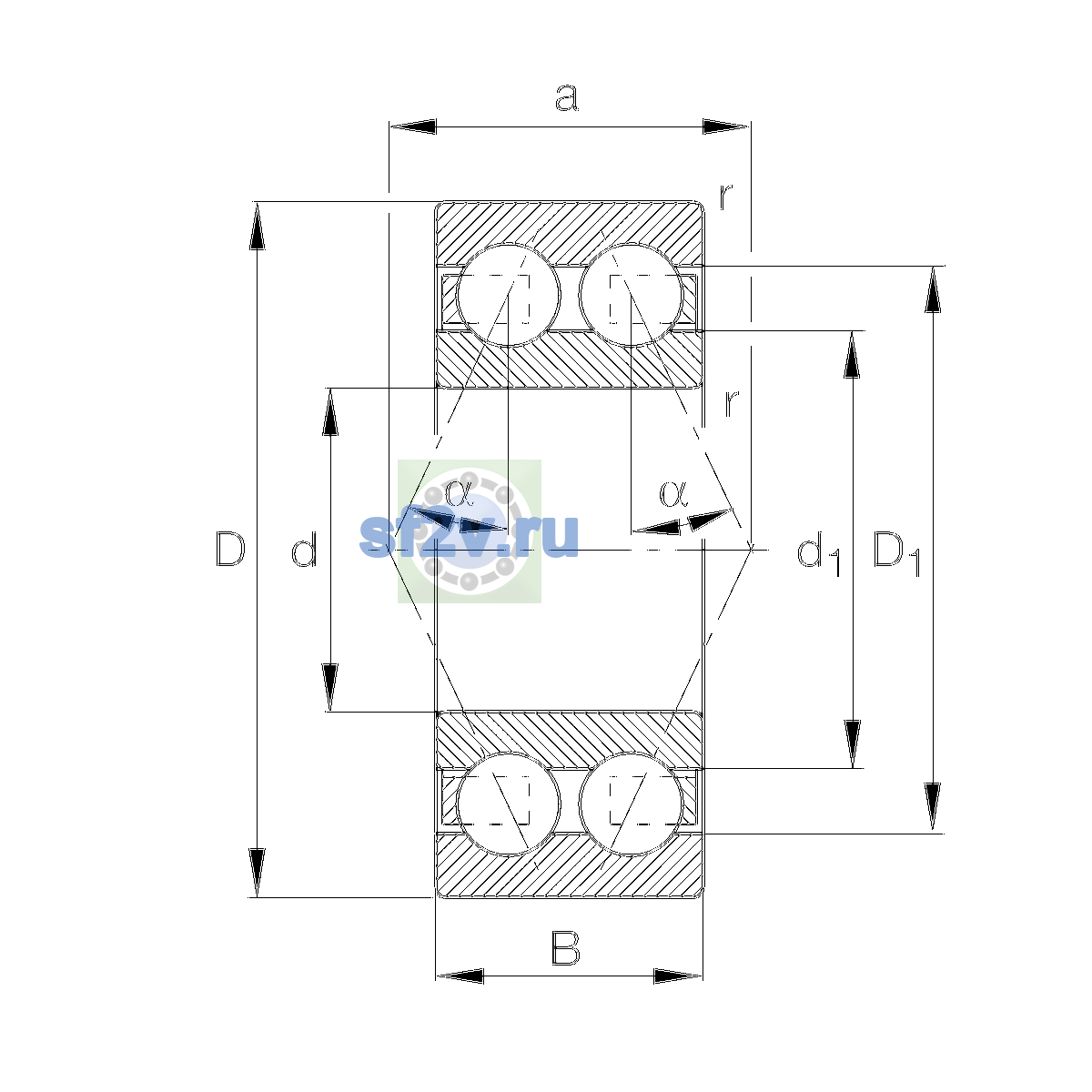 Схема подшипника 3210-BD-XL-TVH-C3