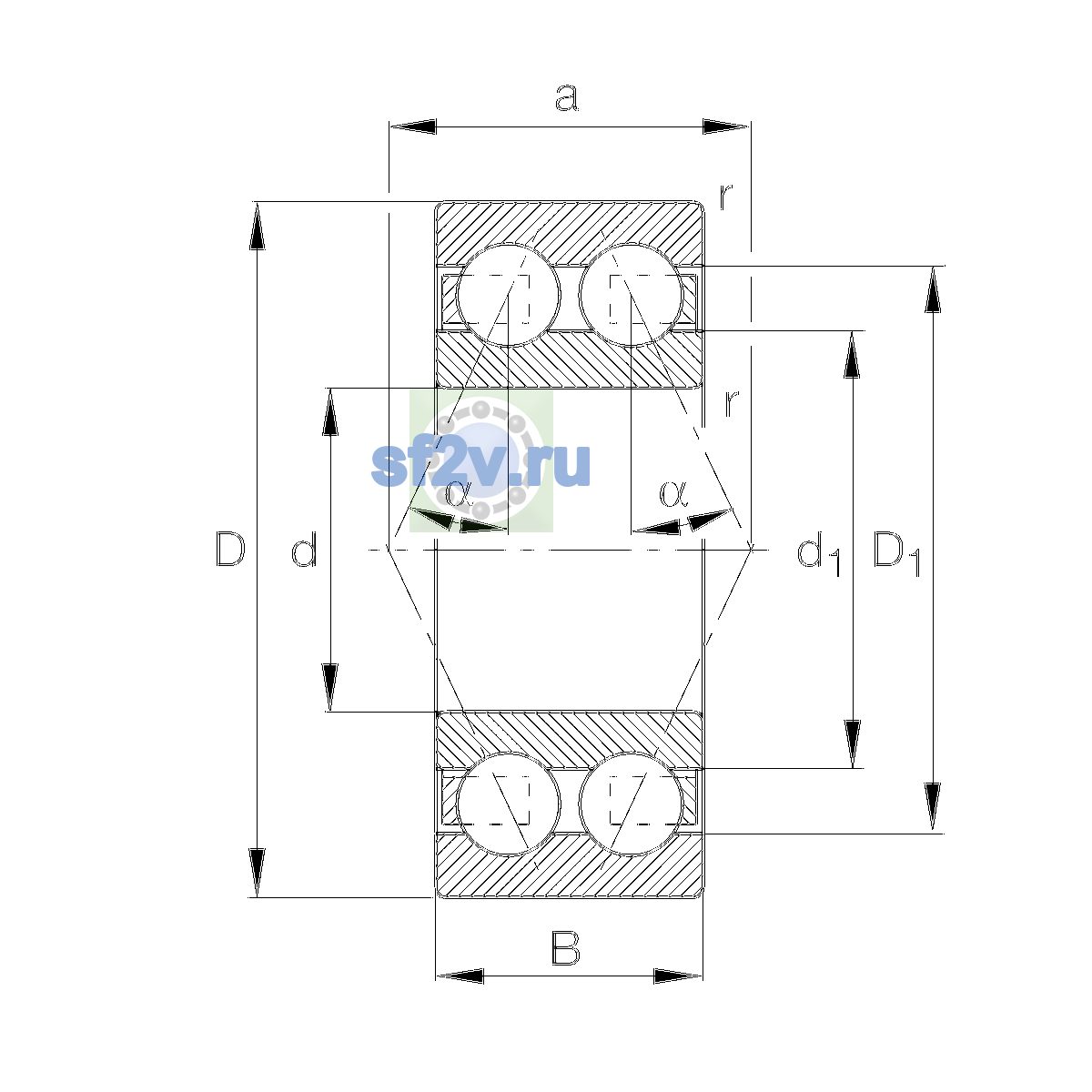 Схема подшипника 3210-BD-XL-TVH-L285