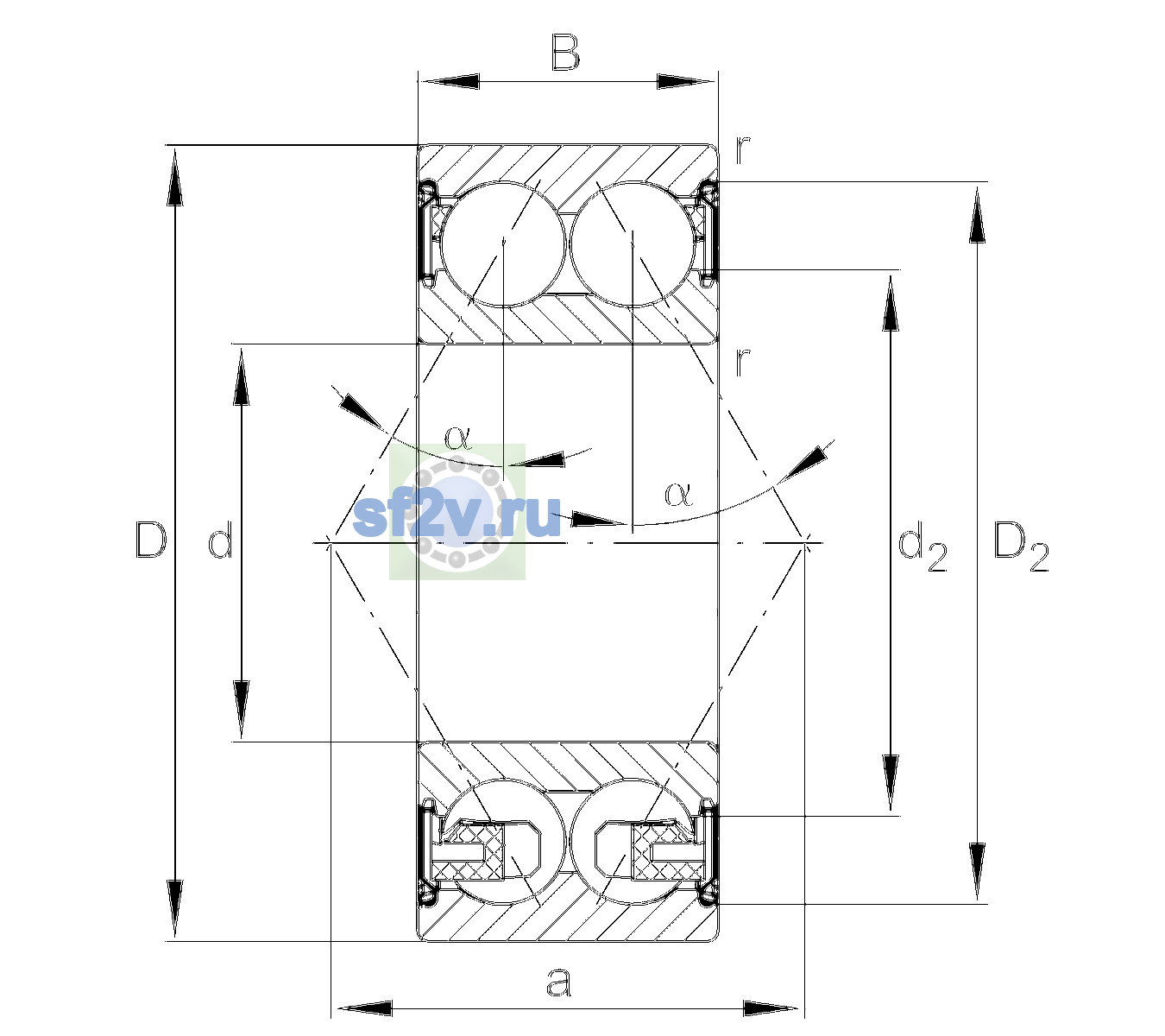 Схема подшипника 3211-BD-XL-2Z