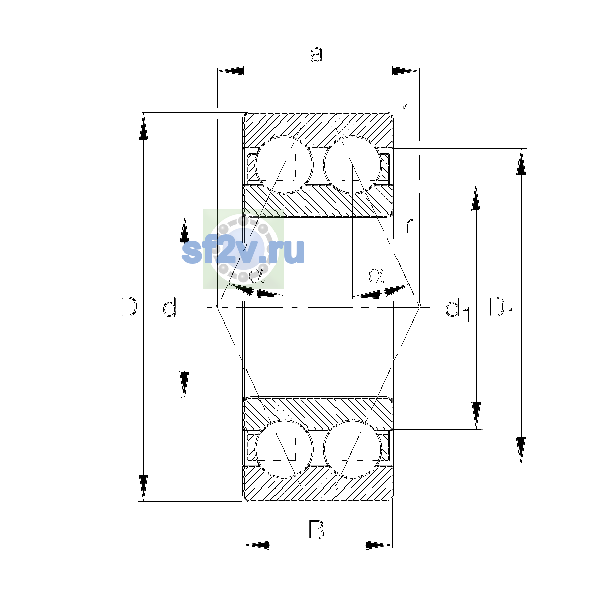 Схема подшипника 3211-BD-XL-TVH