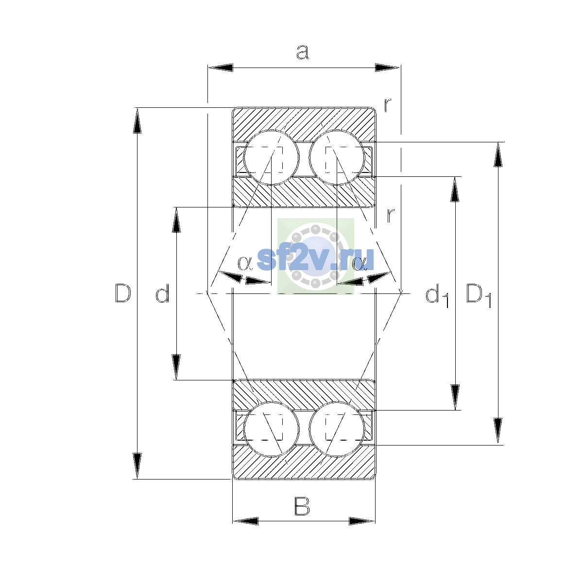 Схема подшипника 3211-BD-XL-TVH-C3