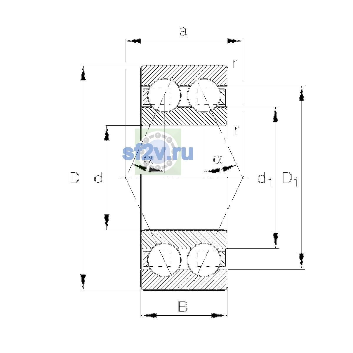 Схема подшипника 3211-BD-XL-TVH-L285