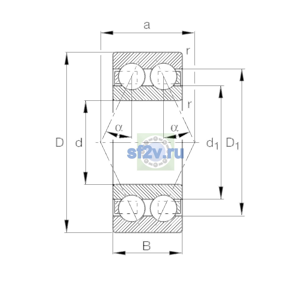 Схема подшипника 3211-BD-XL-TVH-L285-C3