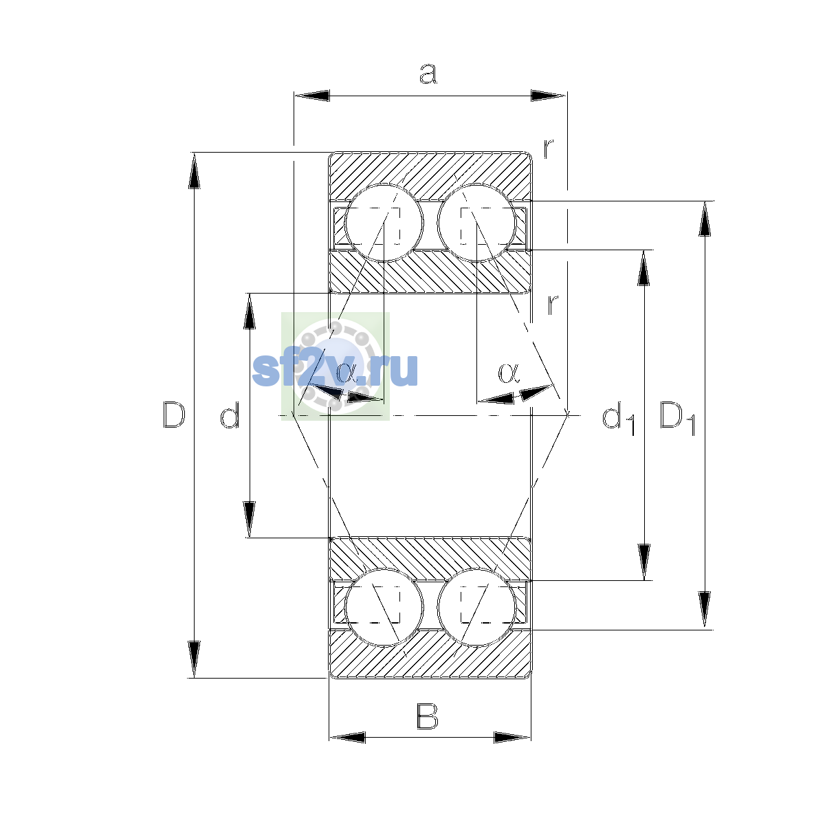 Схема подшипника 3212-BD-XL-TVH-C2