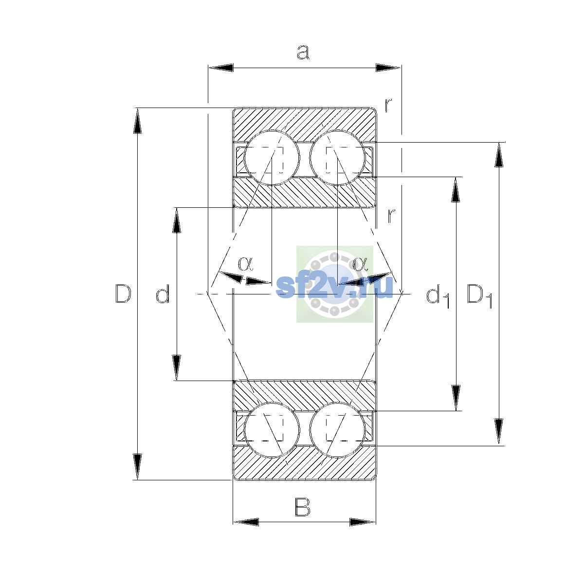 Схема подшипника 3212-BD-XL-TVH-L285