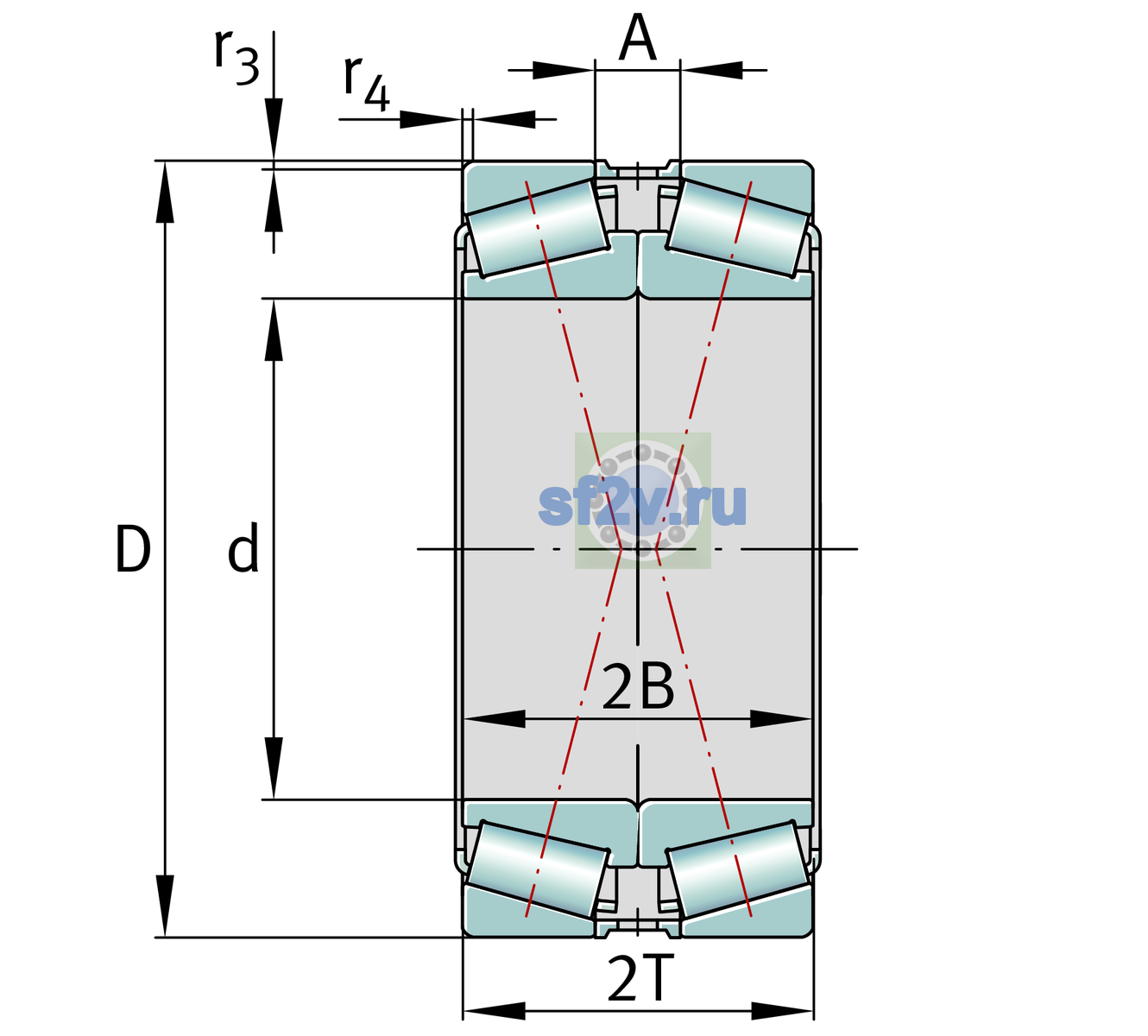 Схема подшипника 32216-XL-DF-A0-35