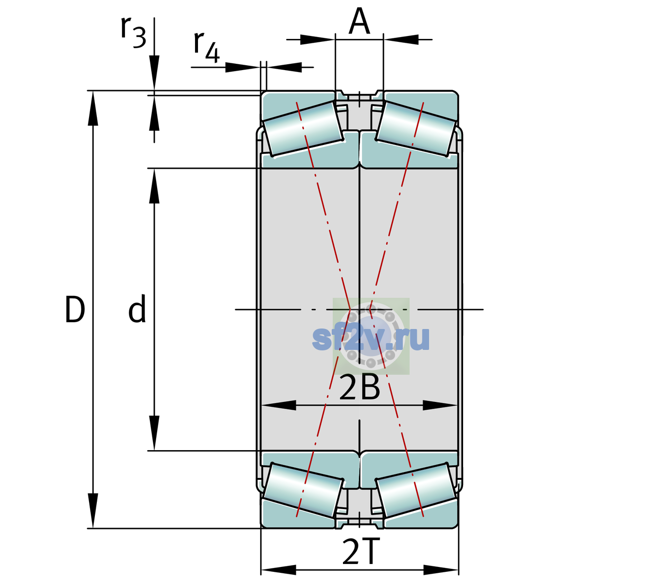 Схема подшипника 32221-XL-DF-A0-40