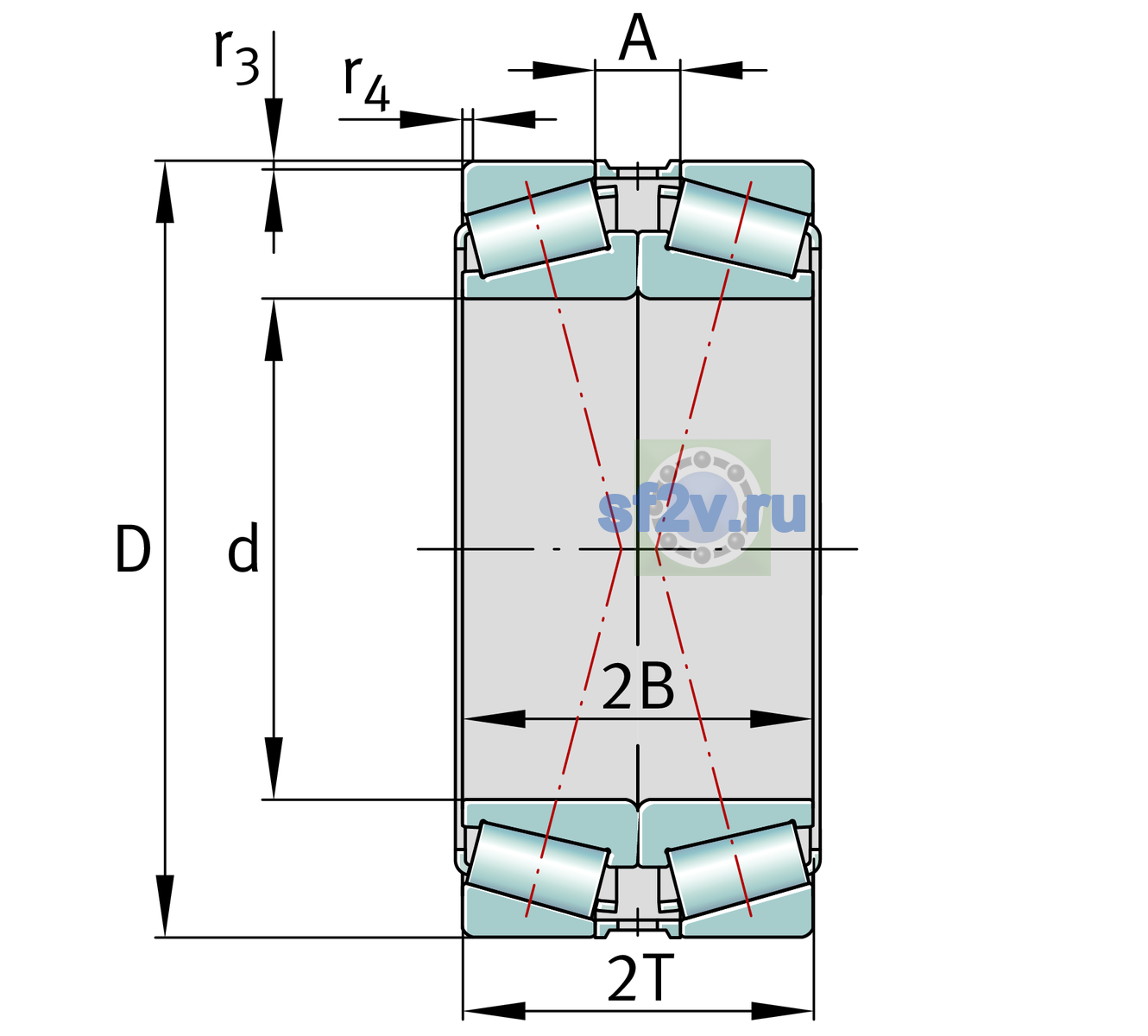 Схема подшипника 32222-XL-DF-A0-40