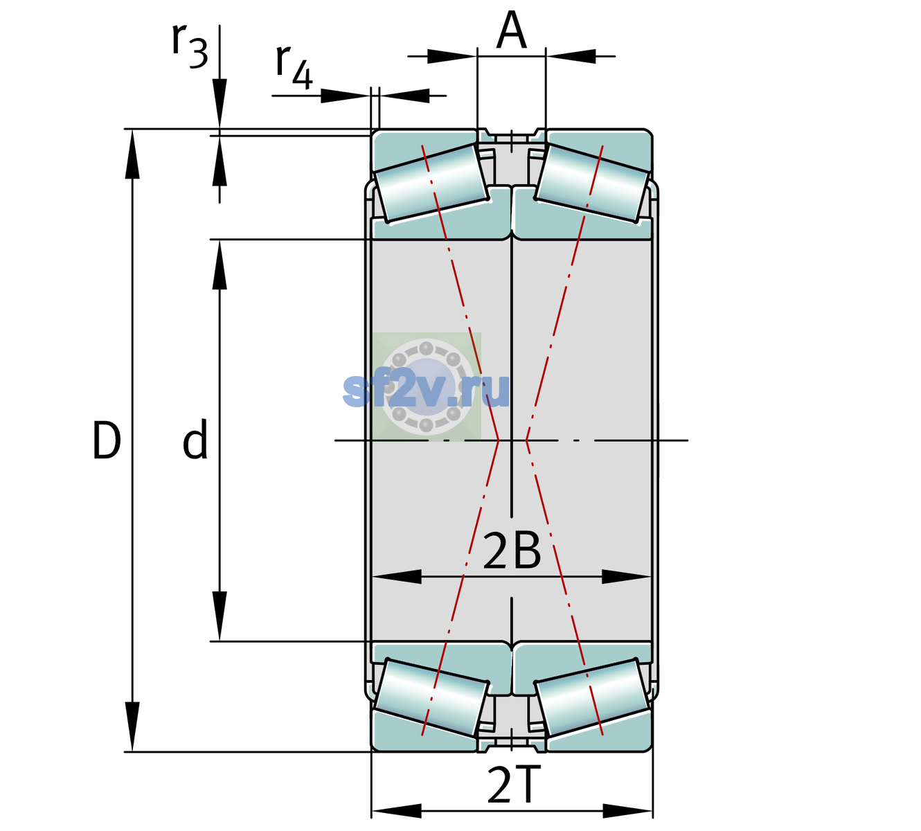 Схема подшипника 32222-XL-DF-A160-200