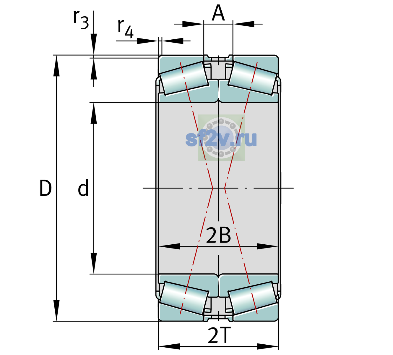 Схема подшипника 32228-XL-DF-A0-45