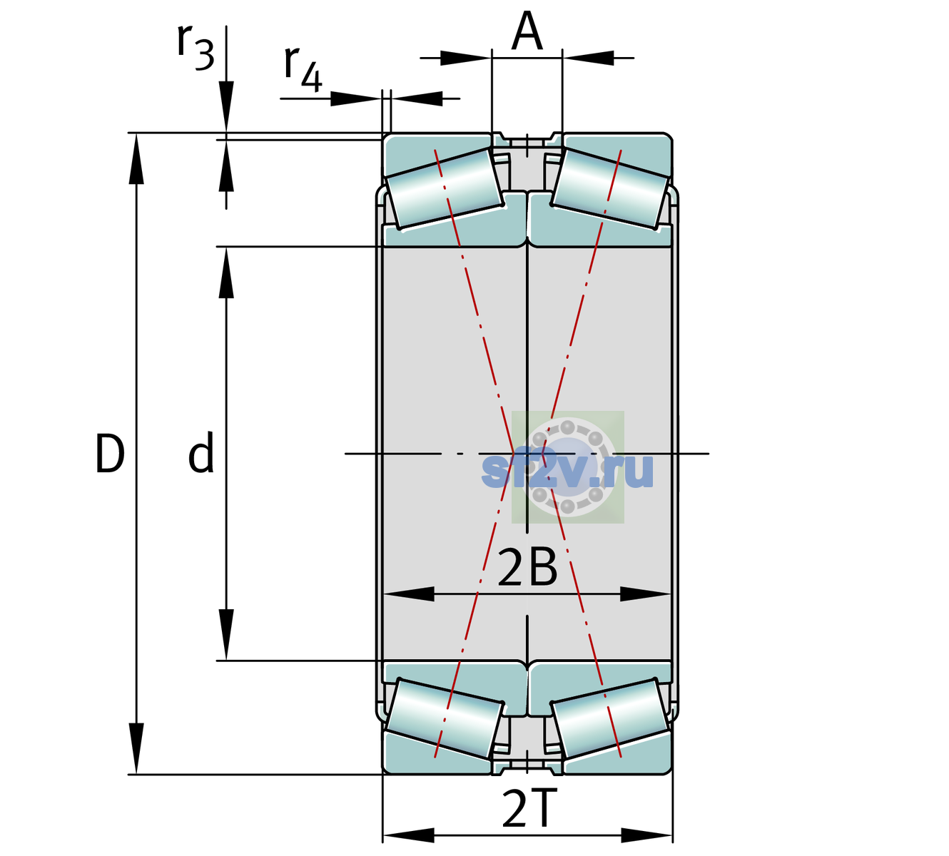 Схема подшипника 32234-XL-DF-A0-45