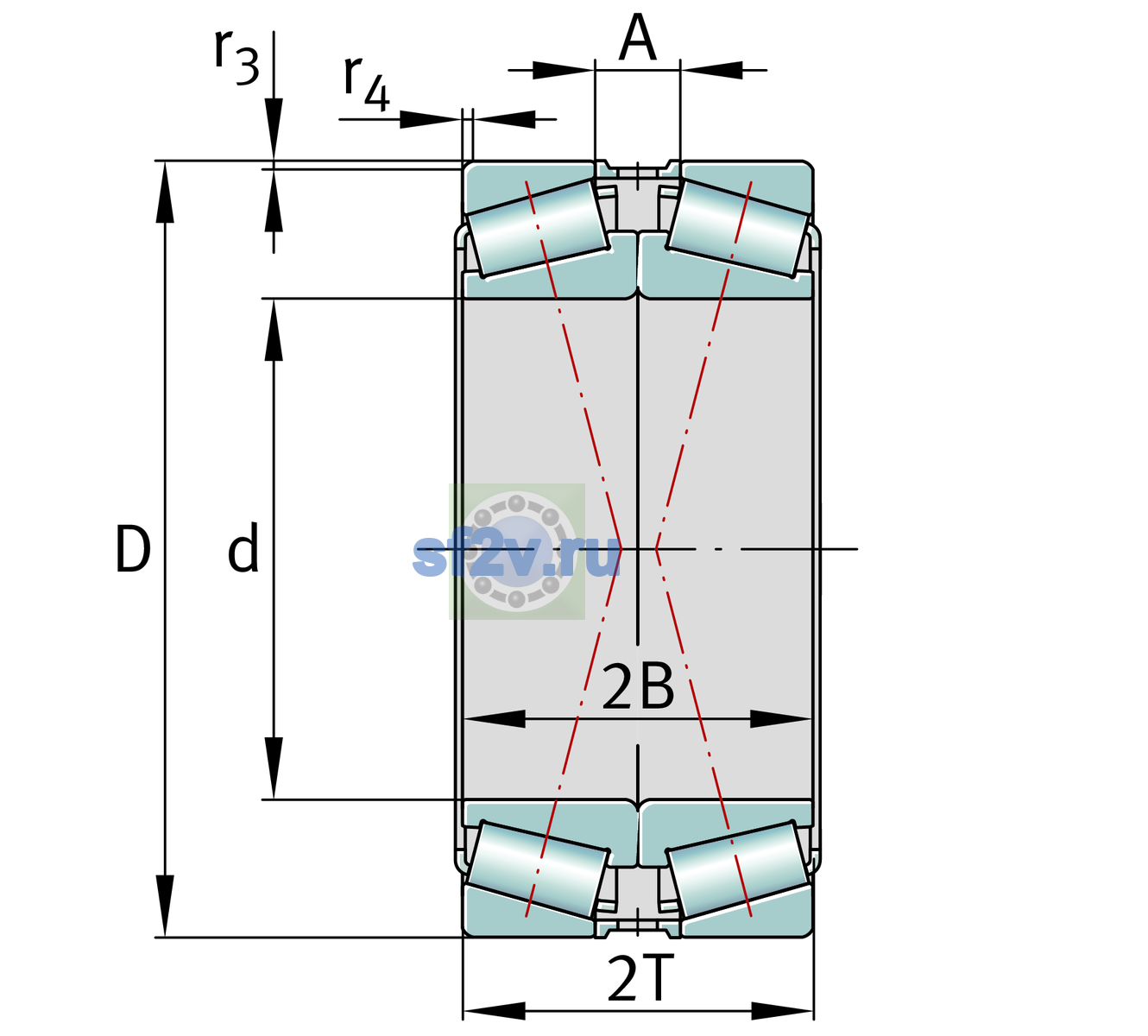 Схема подшипника 32236-XL-DF-J30PC-A500-550