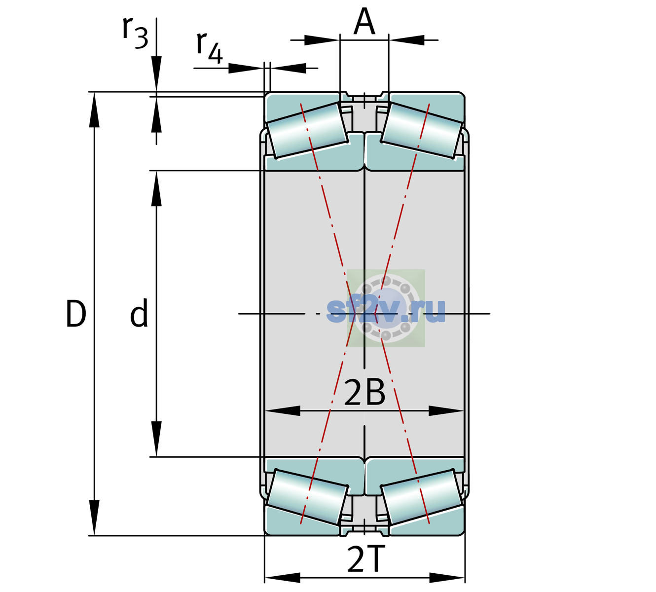 Схема подшипника 32238-XL-DF-A0-50