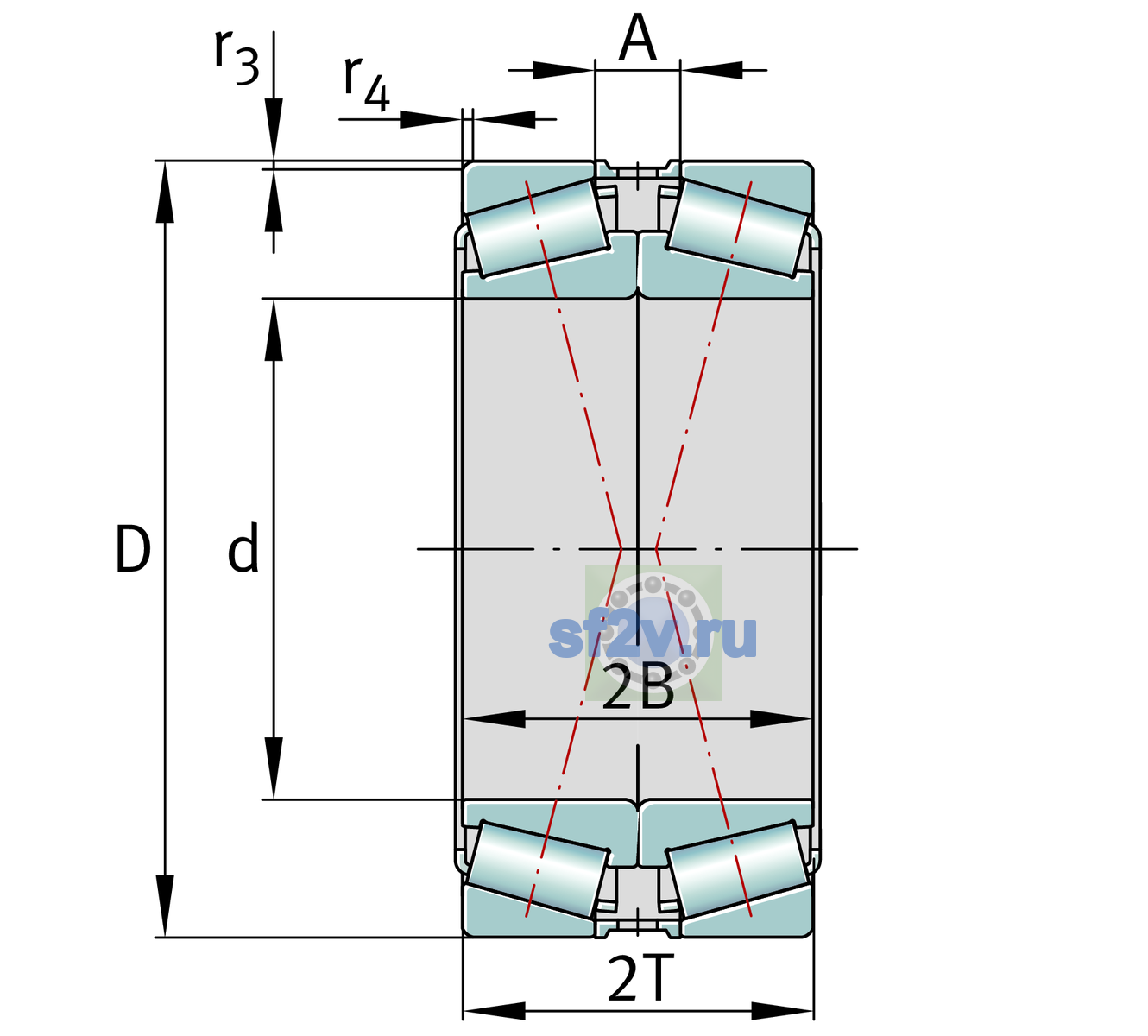 Схема подшипника 32240-XL-DF-A0-50