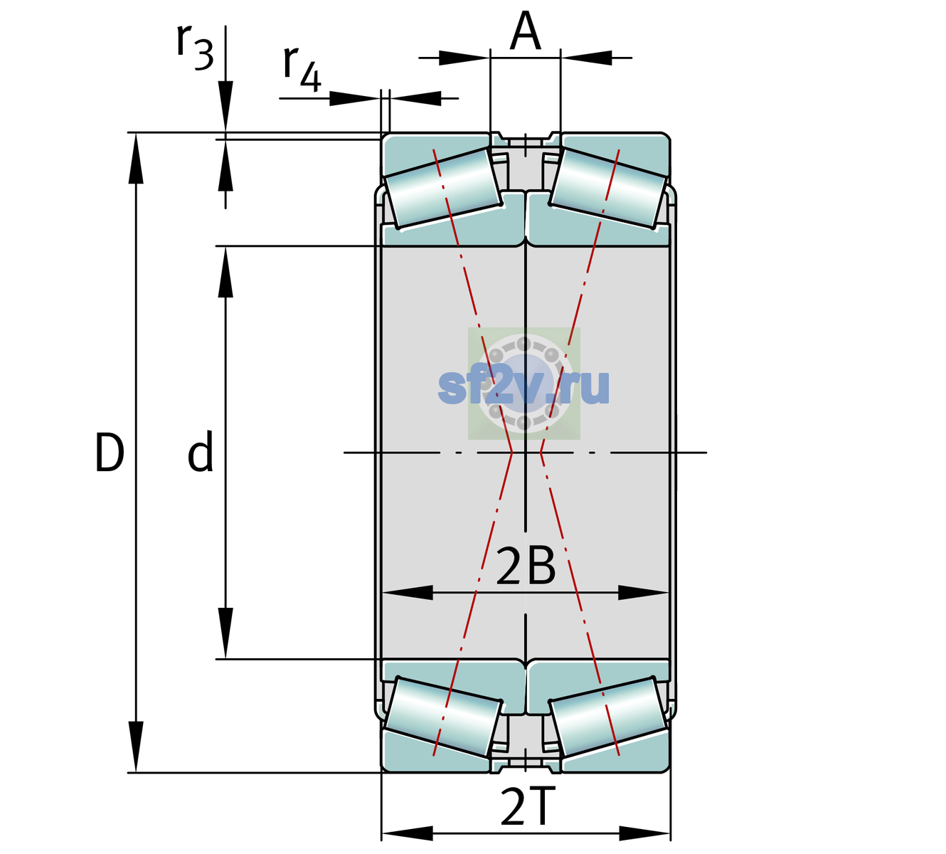Схема подшипника 32240-XL-DF-A400-450>A