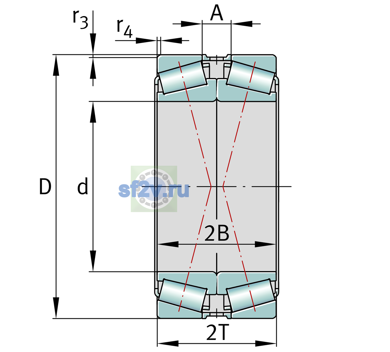 Схема подшипника 32240-XL-DF-A500-550