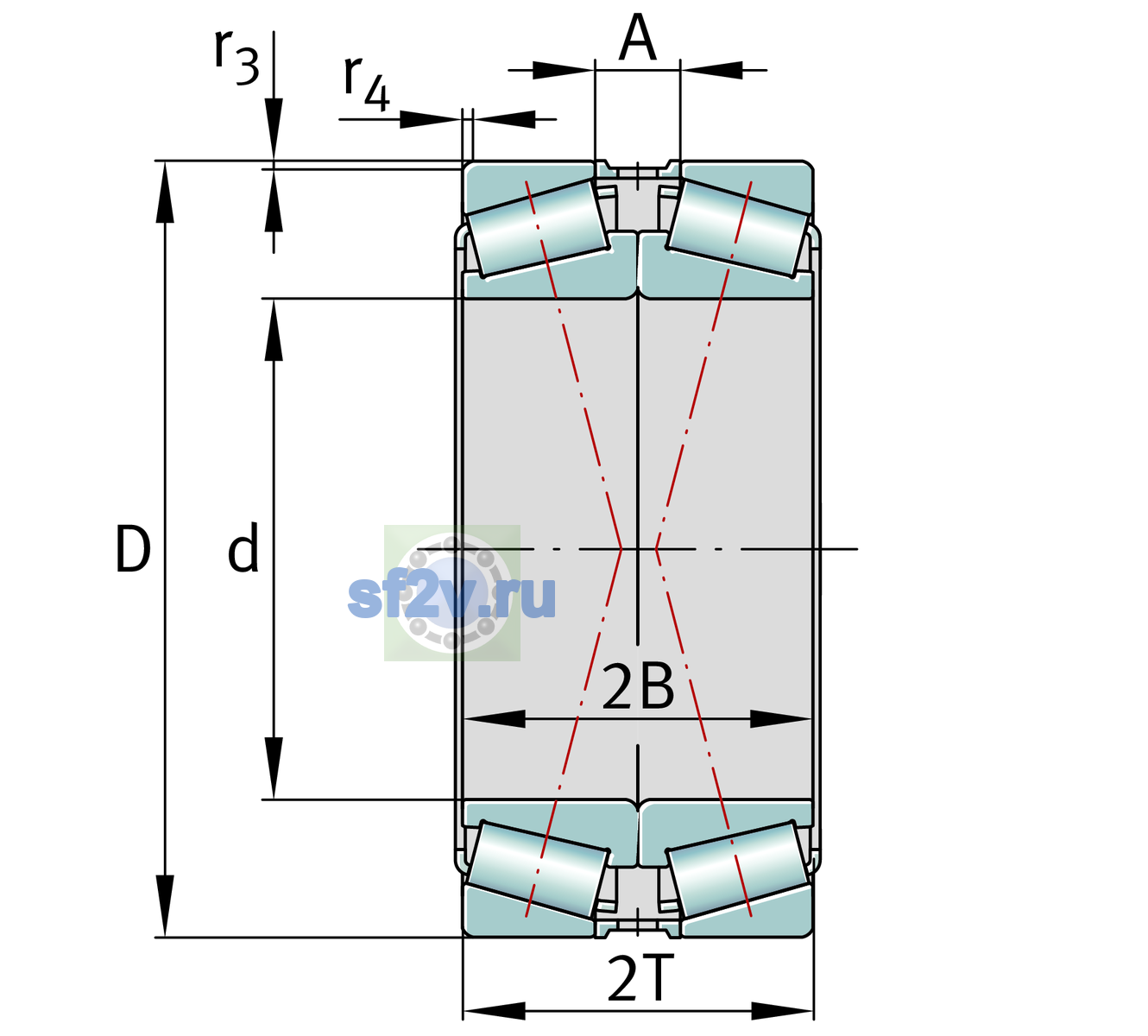 Схема подшипника 32240-XL-DF-A500-550>B
