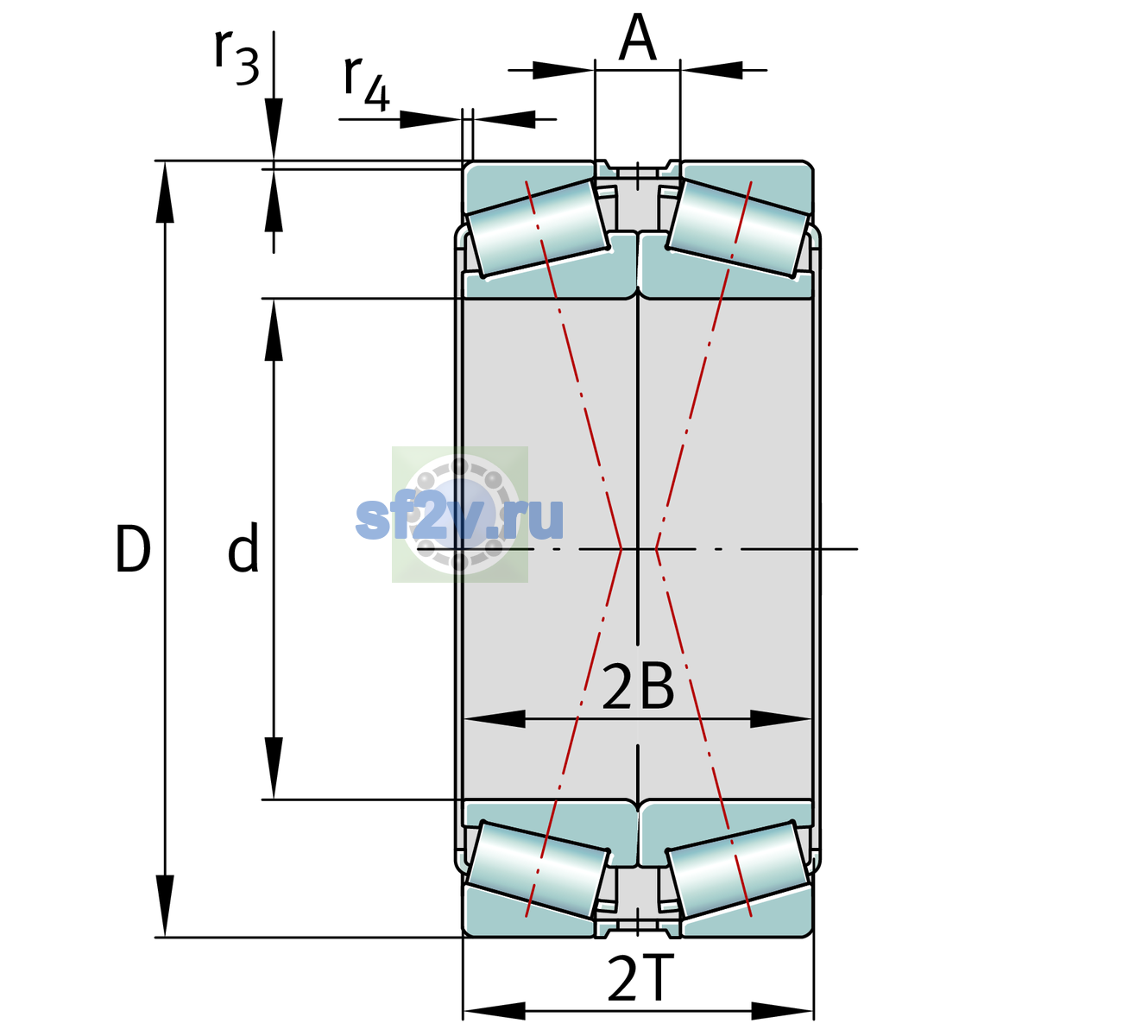 Схема подшипника 32244-XL-DF-A500-550