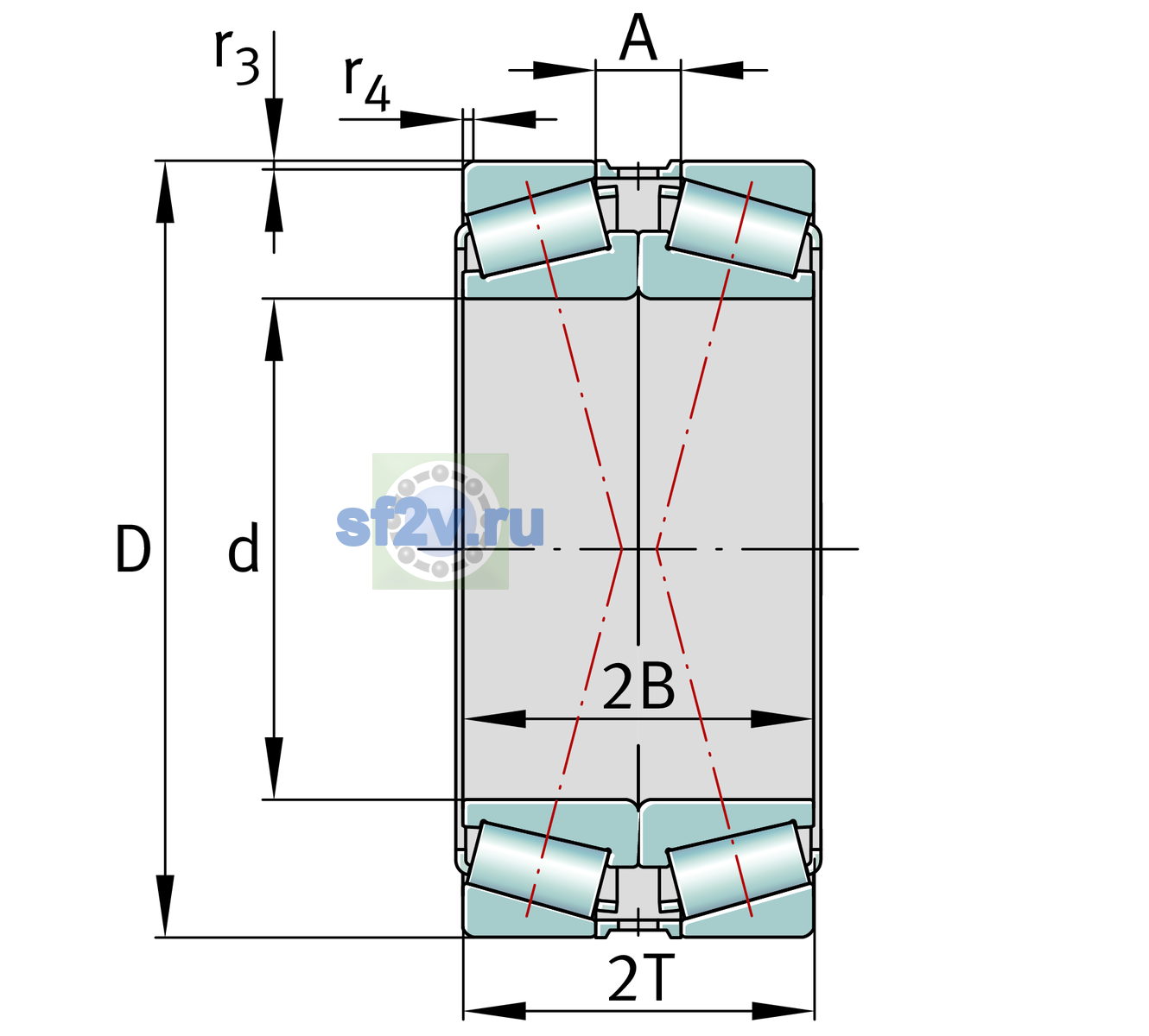 Схема подшипника 32244-XL-DF-A580-630