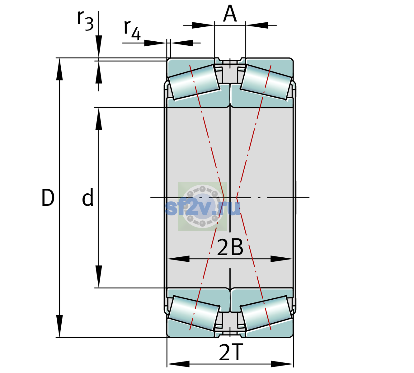 Схема подшипника 32244-XL-DF-J30PC-A400-450