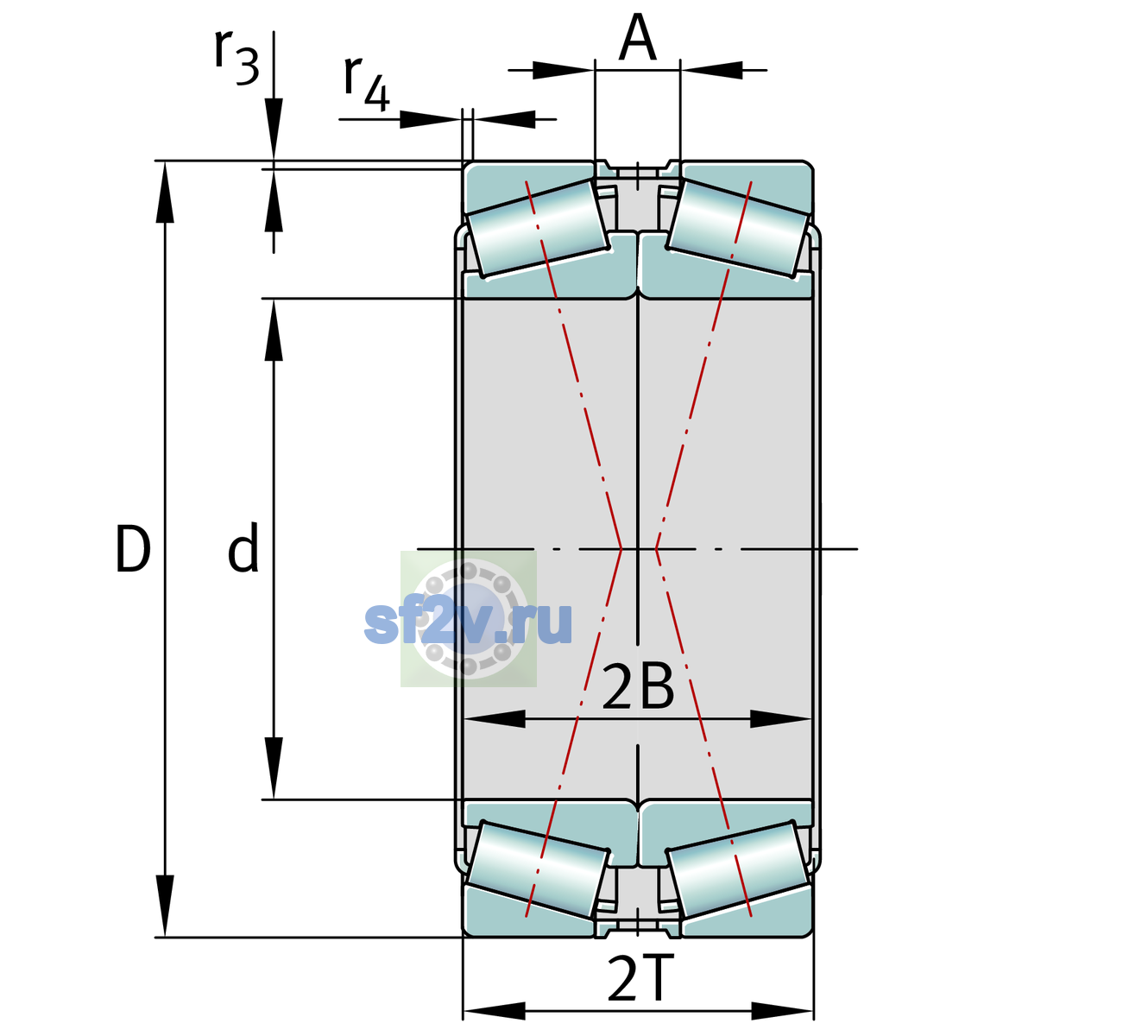 Схема подшипника 32248-XL-DF-A450-500