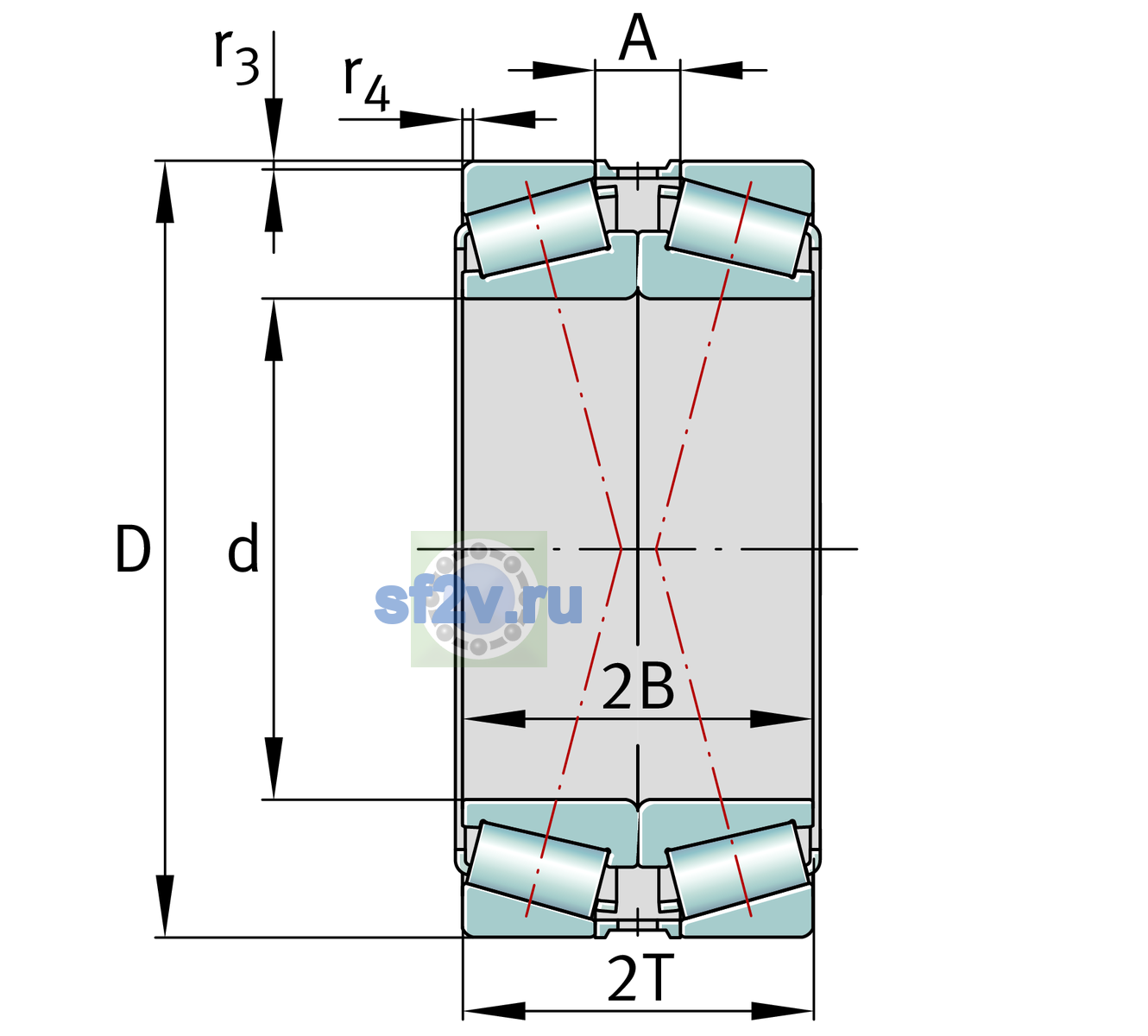 Схема подшипника 32256-XL-DF-A0-60