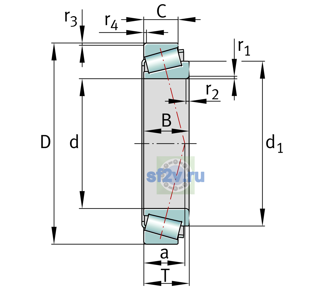 Схема подшипника 32924-XL-S1