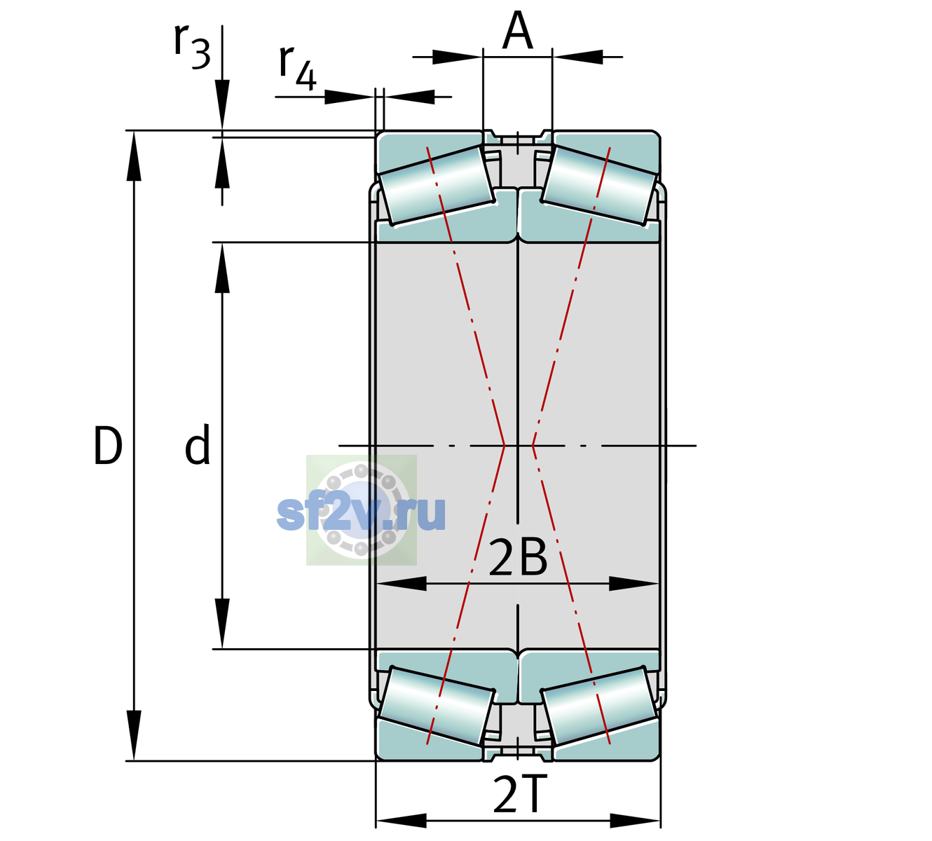 Схема подшипника 32968-XL-DF-A0-60