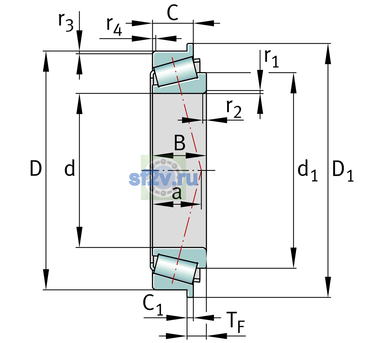 Схема подшипника 33019-XL-R-W215FB