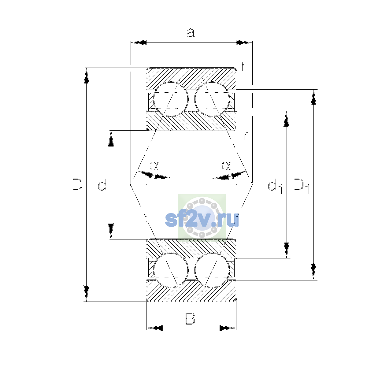 Схема подшипника 3302-BD-XL-TVH