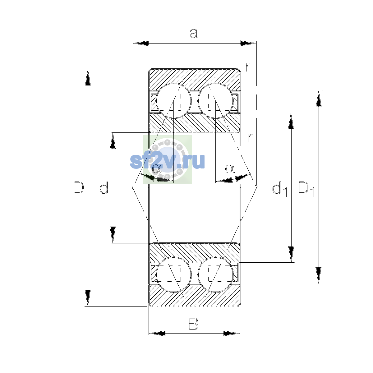 Схема подшипника 3302-BD-XL-TVH-L285