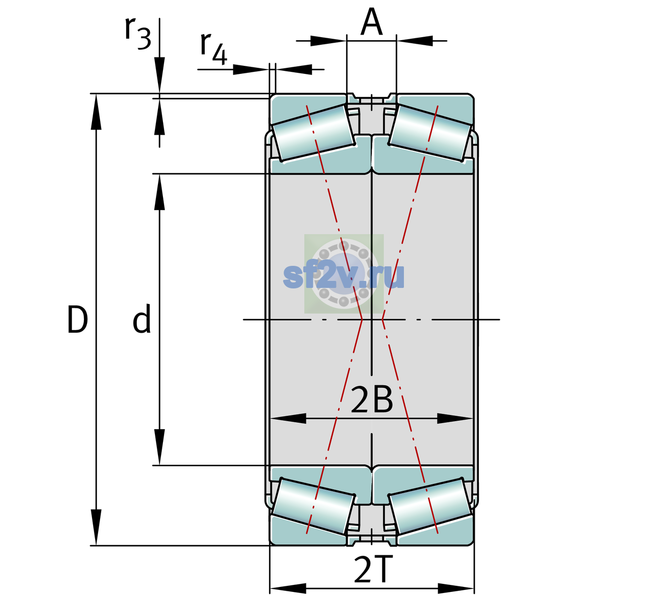 Схема подшипника 33020-DF-A0-35