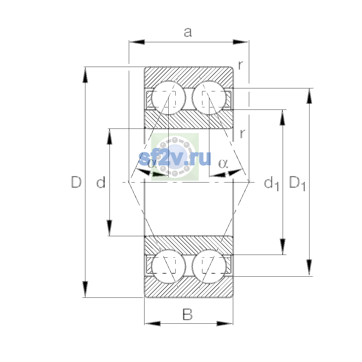 Схема подшипника 3303-BD-XL-TVH