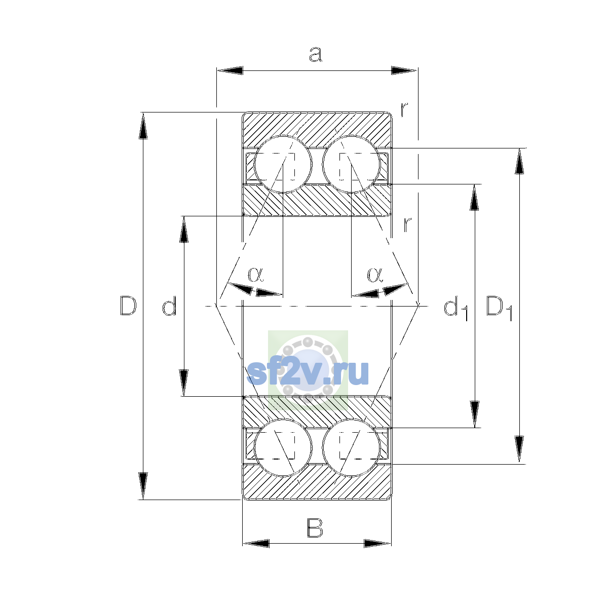Схема подшипника 3303-BD-XL-TVH-C3