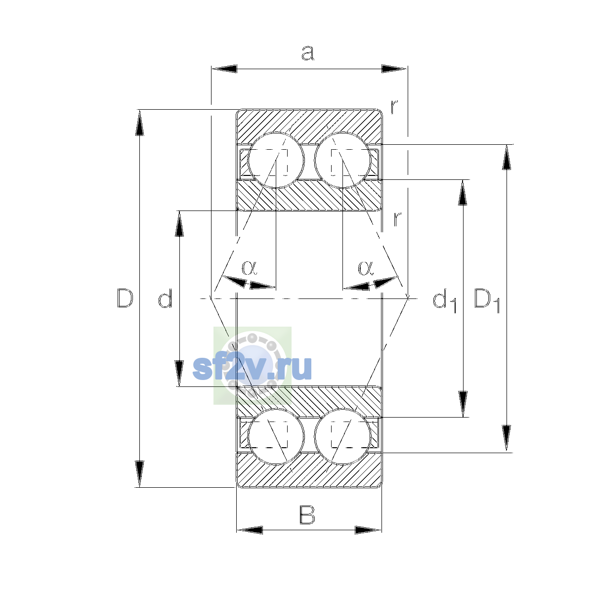 Схема подшипника 3303-BD-XL-TVH-L285