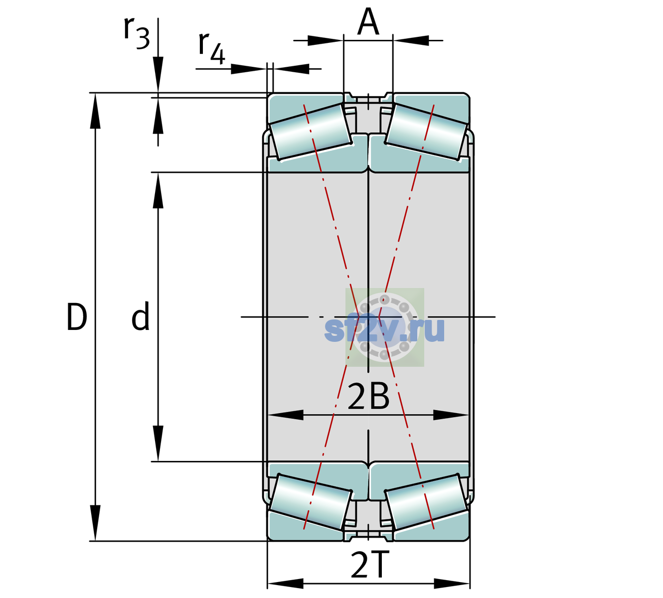 Схема подшипника 33030-XL-DF-A0-35