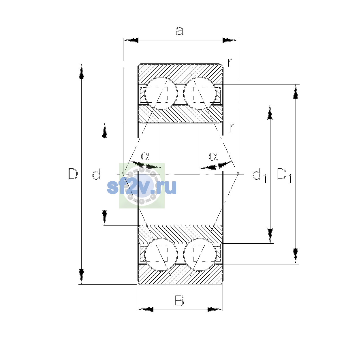 Схема подшипника 3304-BD-XL-C3