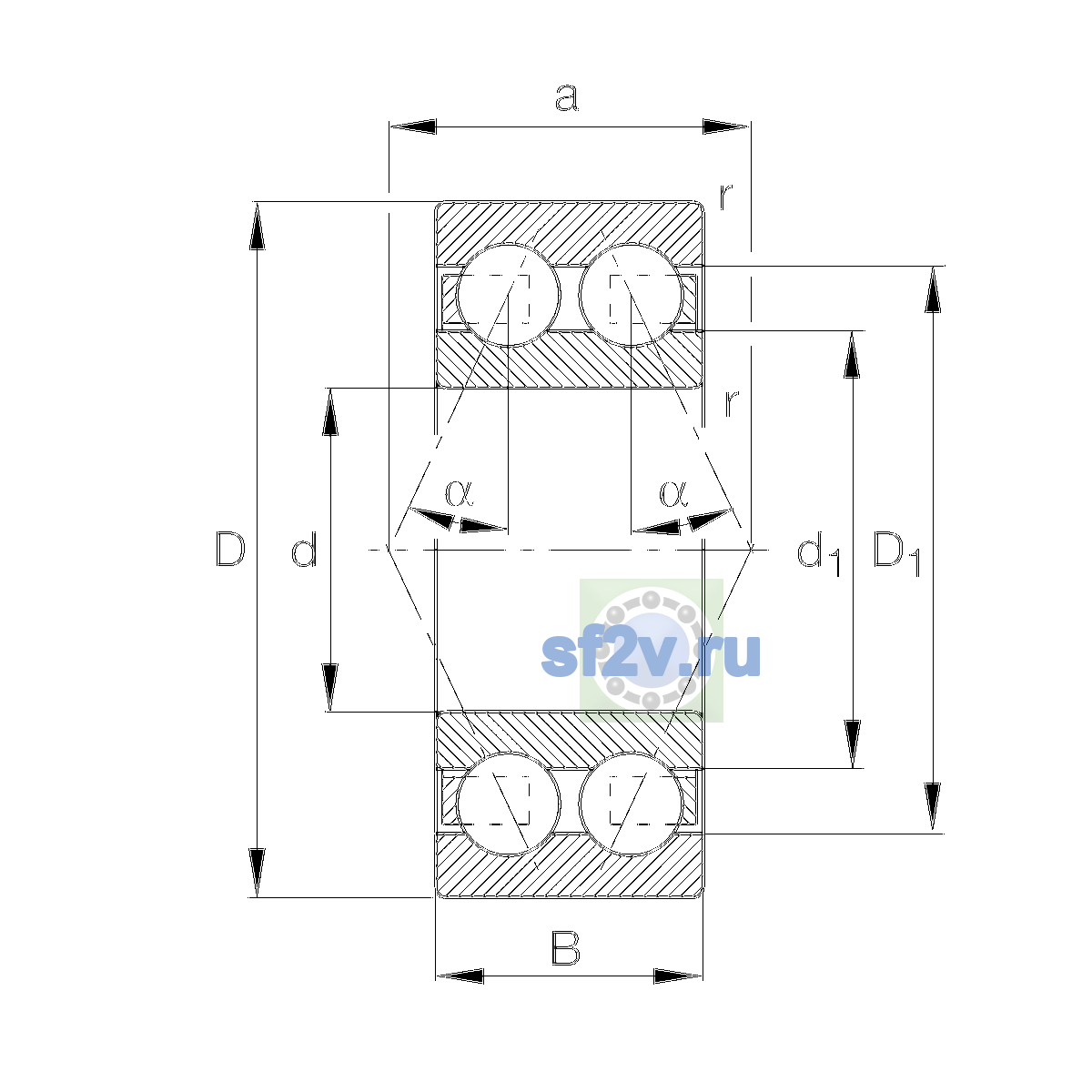 Схема подшипника 3304-BD-XL-TVH